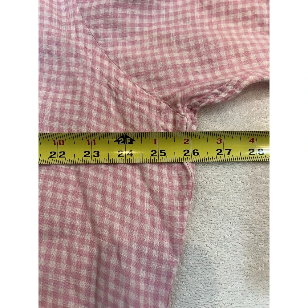 Polo Ralph Lauren Classic Fit 100% Linen Pink White Check XL‎ Green Pony Oxford